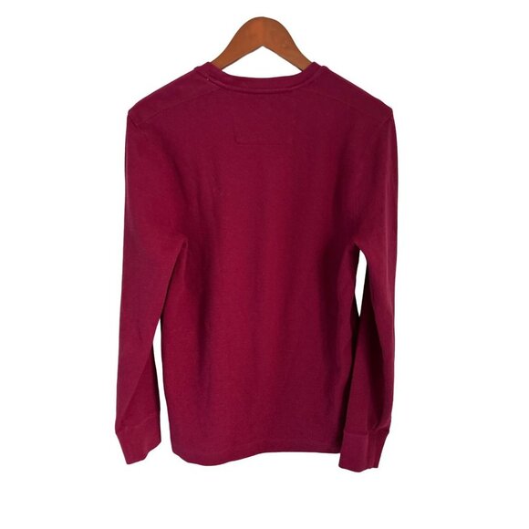 BANANA REPUBLIC Cotton Waffled Tee Sweatshirt Crewneck in Burgundy Size Med - Picture 7 of 9